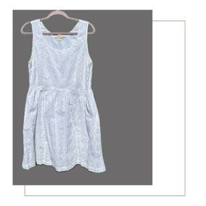 White Eyelet Fit-and-Flare Dress with Pockets